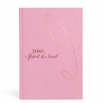 Pink faith journal with gold foil lettering XOXO Spirit and Soul on white background