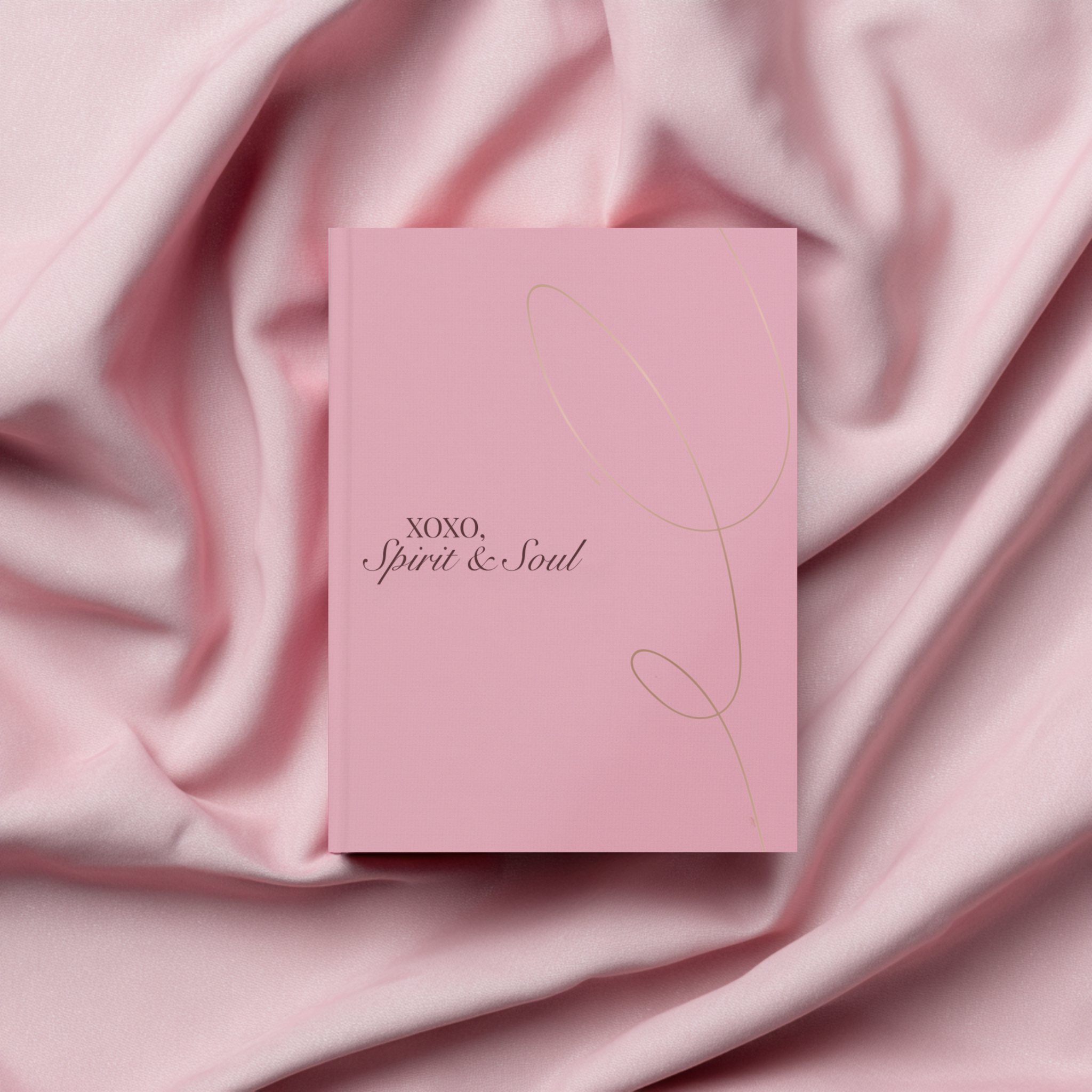 Soft pink hardcover faith and prayer journal with gold cursive lettering
