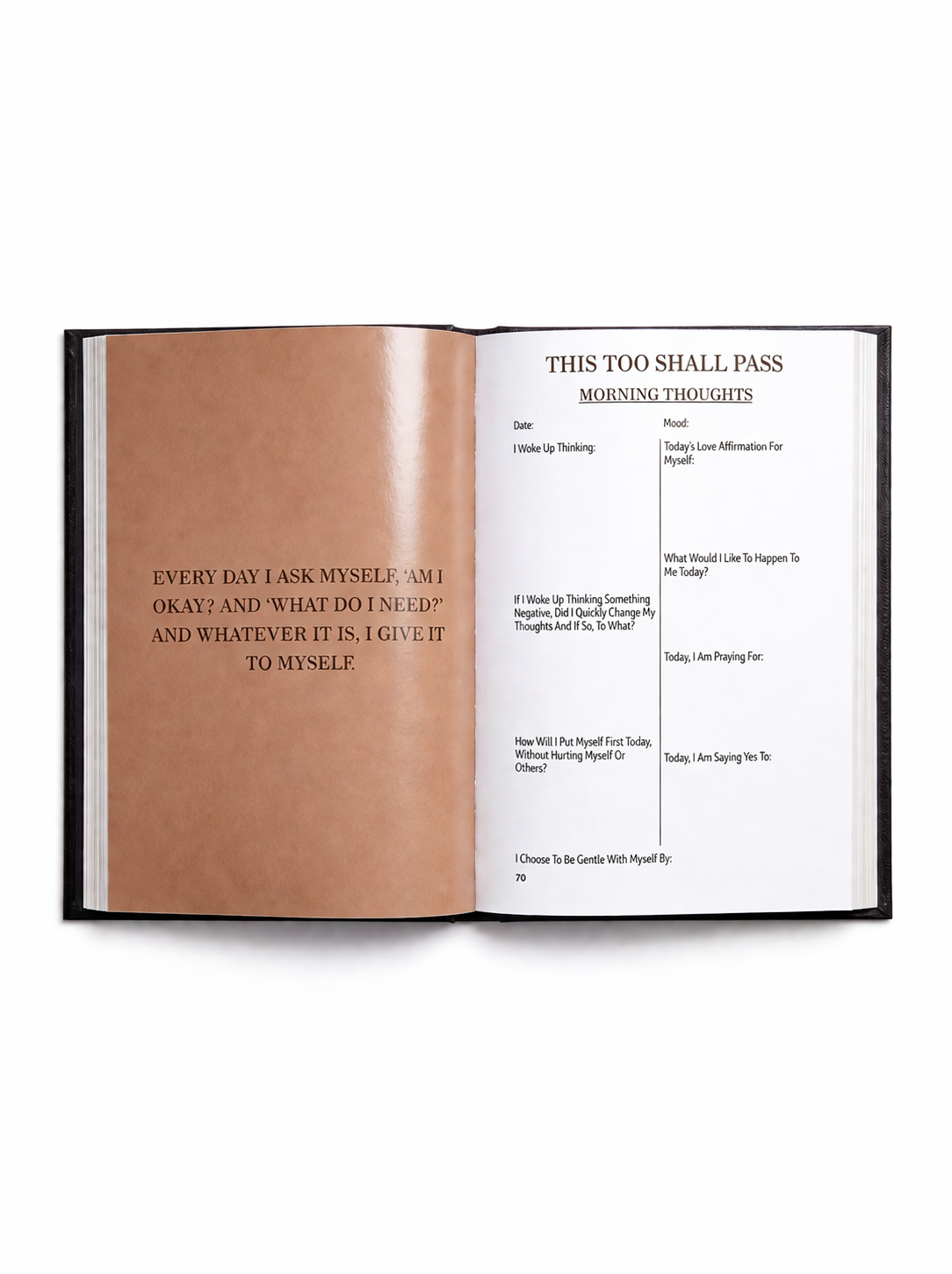Healing journal for women managing anxiety and depression with daily prompts