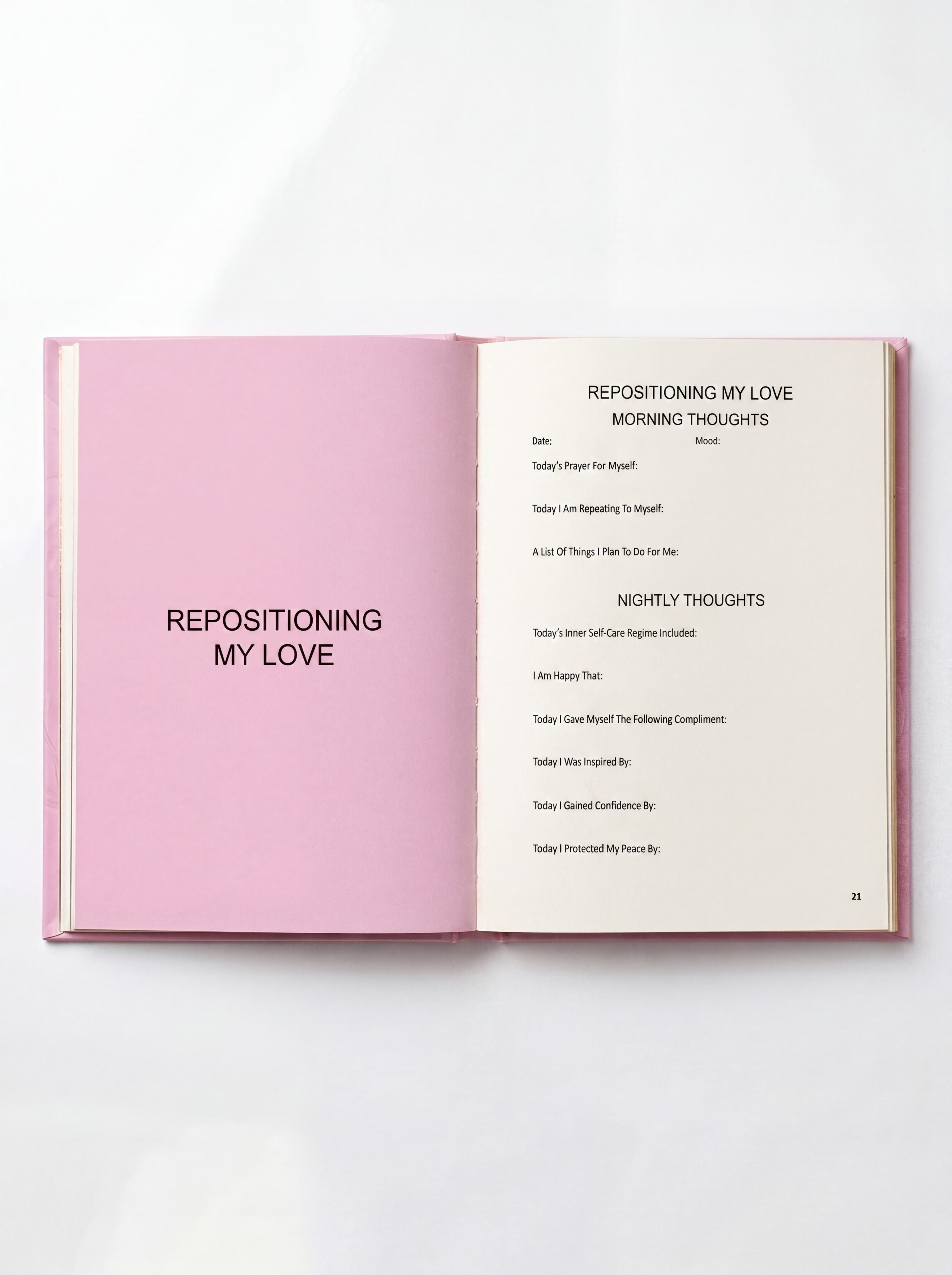 Self-love and identity journal with guided prompts for women