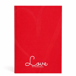 Couples guided journal titled Love In Progress on white background