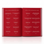 Open book with 'Love Actions Affirmation Cards' for couples