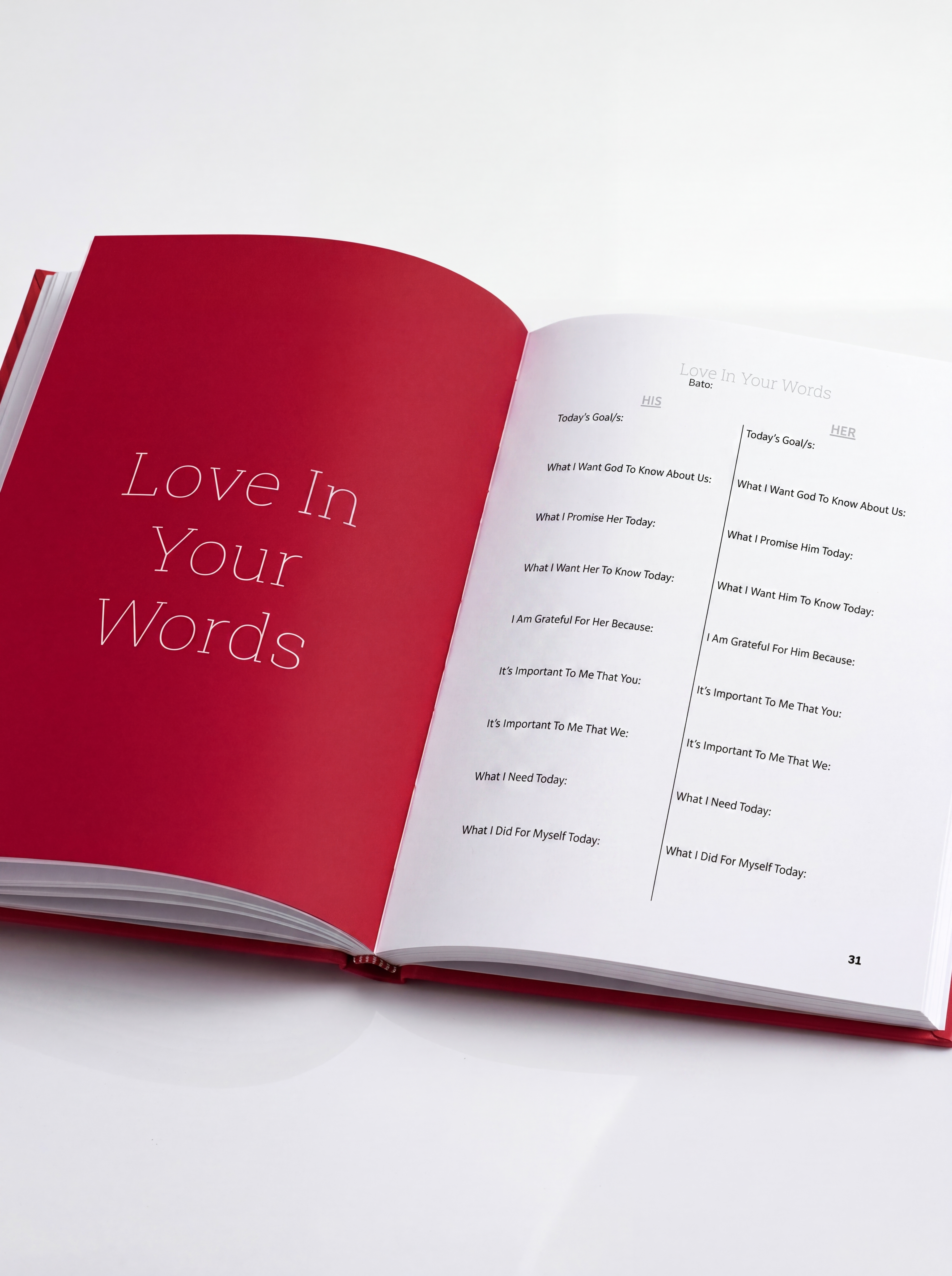 Guided relationship journal for couples with daily writing prompts
