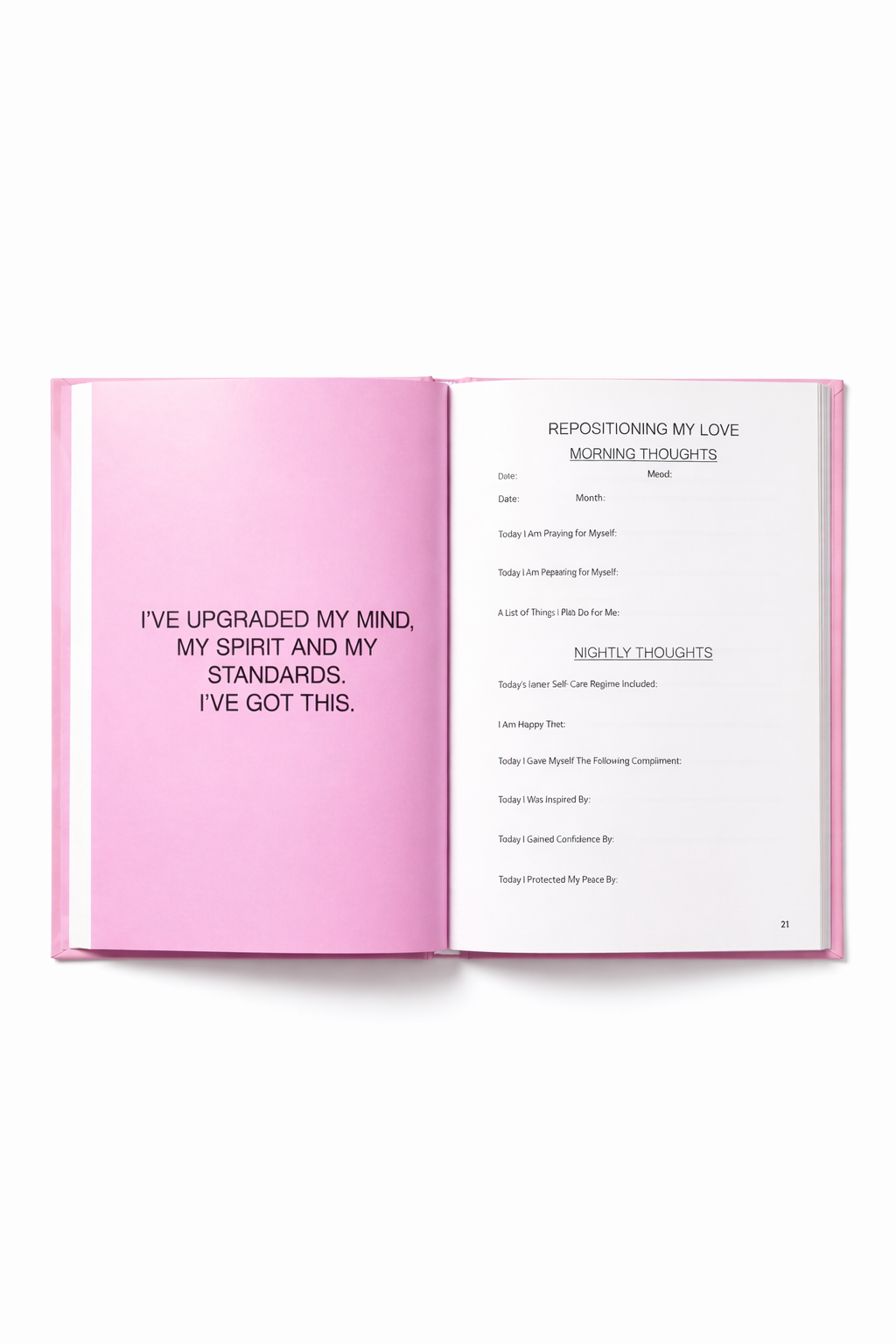 Women's empowerment guided journal Crowned on clean white background